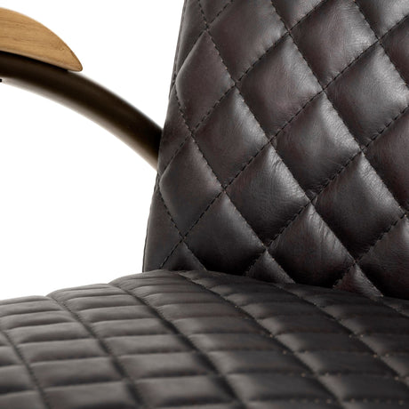 Horace I Black Leather Diamond Pattern w/Gold Iron Frame Accent Chair by Mercana at Eve Furniture