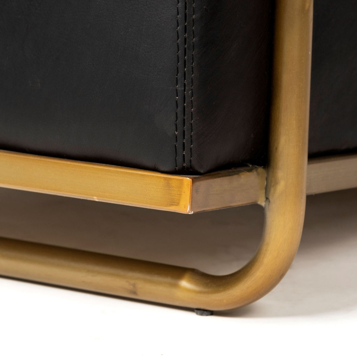 Horace I Black Leather Diamond Pattern w/Gold Iron Frame Accent Chair by Mercana at Eve Furniture