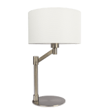 Horizon Brushed Nickel Table Lamp with On/Off Switch Curved Metal Base Linen Shade