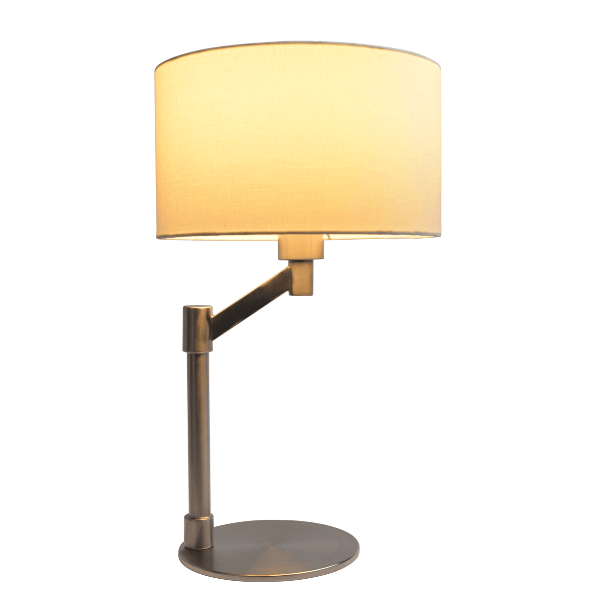 Horizon Brushed Nickel Table Lamp with On/Off Switch Curved Metal Base Linen Shade