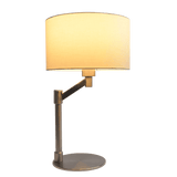 Horizon Brushed Nickel Table Lamp with On/Off Switch Curved Metal Base Linen Shade