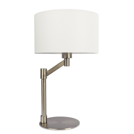 Horizon Brushed Nickel Table Lamp with On/Off Switch Curved Metal Base Linen Shade by Ashcroft Furniture at Eve Furniture