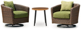 Horizon Hall Brown/Green 2 Lounge Chairs with End Table by Ashley at Eve Furniture