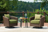 Horizon Hall Brown/Green 2 Lounge Chairs with End Table by Ashley at Eve Furniture