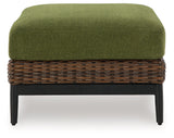 Horizon Hall Brown/Green Outdoor Ottoman with Cushion