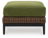 Horizon Hall Brown/Green Outdoor Ottoman with Cushion