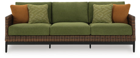 Horizon Hall Brown/Green Outdoor Sofa, 2 Lounge Chairs and 2 Ottomans by Ashley at Eve Furniture