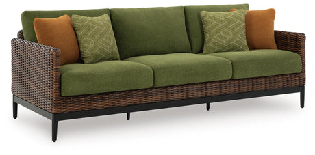 Horizon Hall Brown/Green Outdoor Sofa, 2 Lounge Chairs and 2 Ottomans by Ashley at Eve Furniture