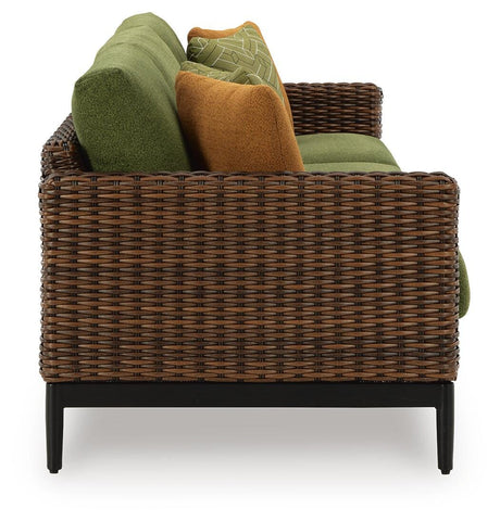 Horizon Hall Brown/Green Outdoor Sofa, 2 Lounge Chairs and 2 Ottomans by Ashley at Eve Furniture