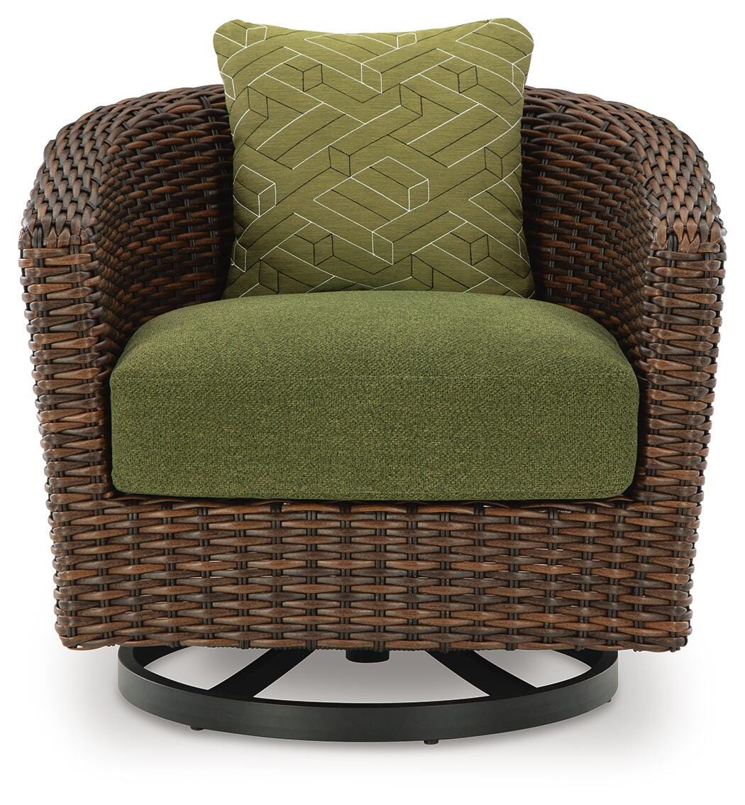 Horizon Hall Brown/Green Outdoor Sofa, 2 Lounge Chairs and 2 Ottomans