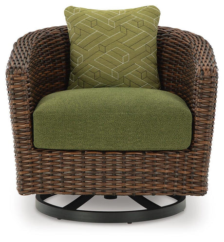 Horizon Hall Brown/Green Outdoor Sofa, 2 Lounge Chairs and 2 Ottomans by Ashley at Eve Furniture