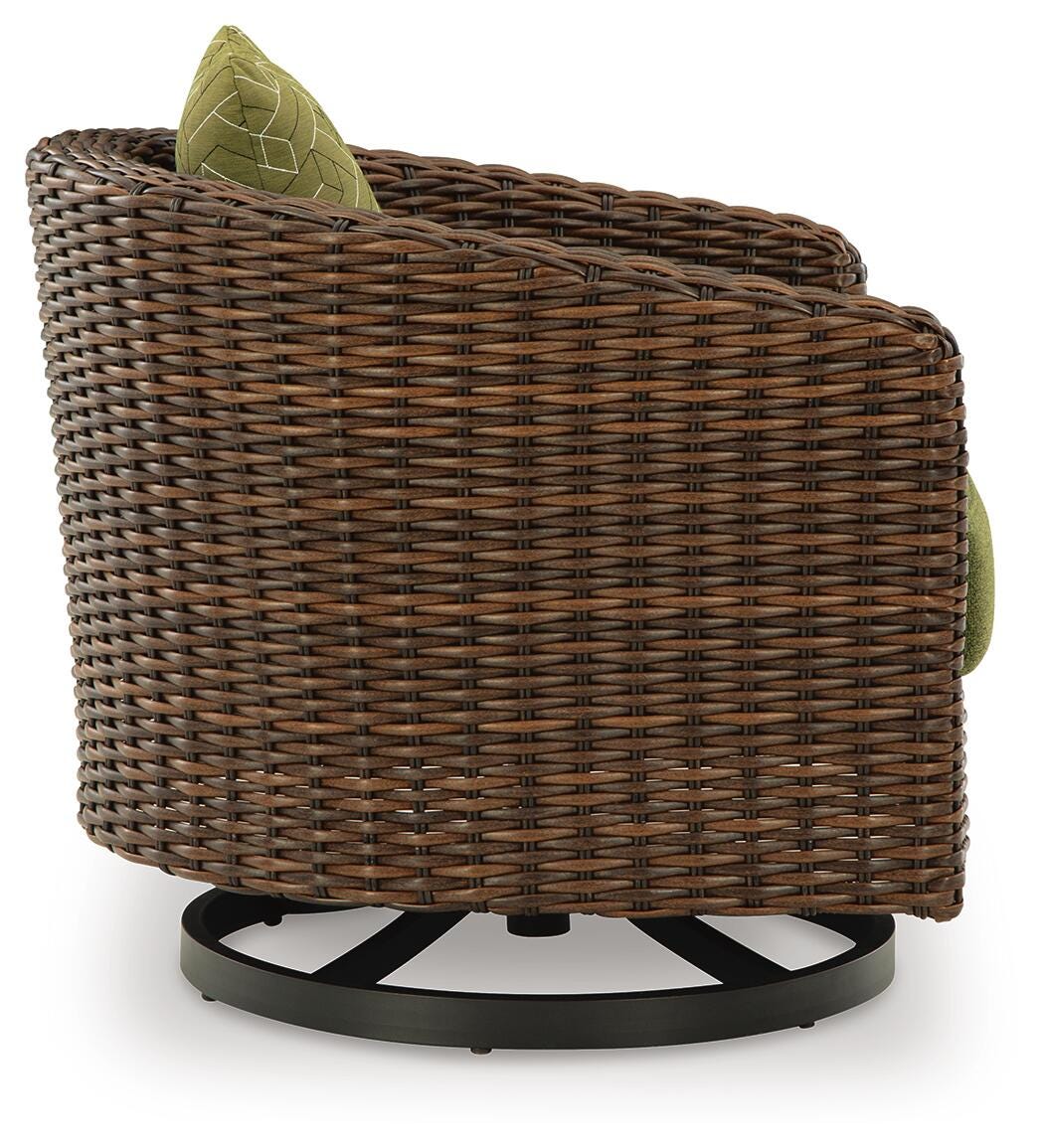Horizon Hall Brown/Green Outdoor Sofa, 2 Lounge Chairs and 2 Ottomans