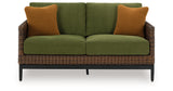 Horizon Hall Brown/Green Outdoor Sofa and Loveseat