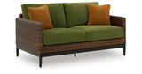 Horizon Hall Brown/Green Outdoor Sofa and Loveseat