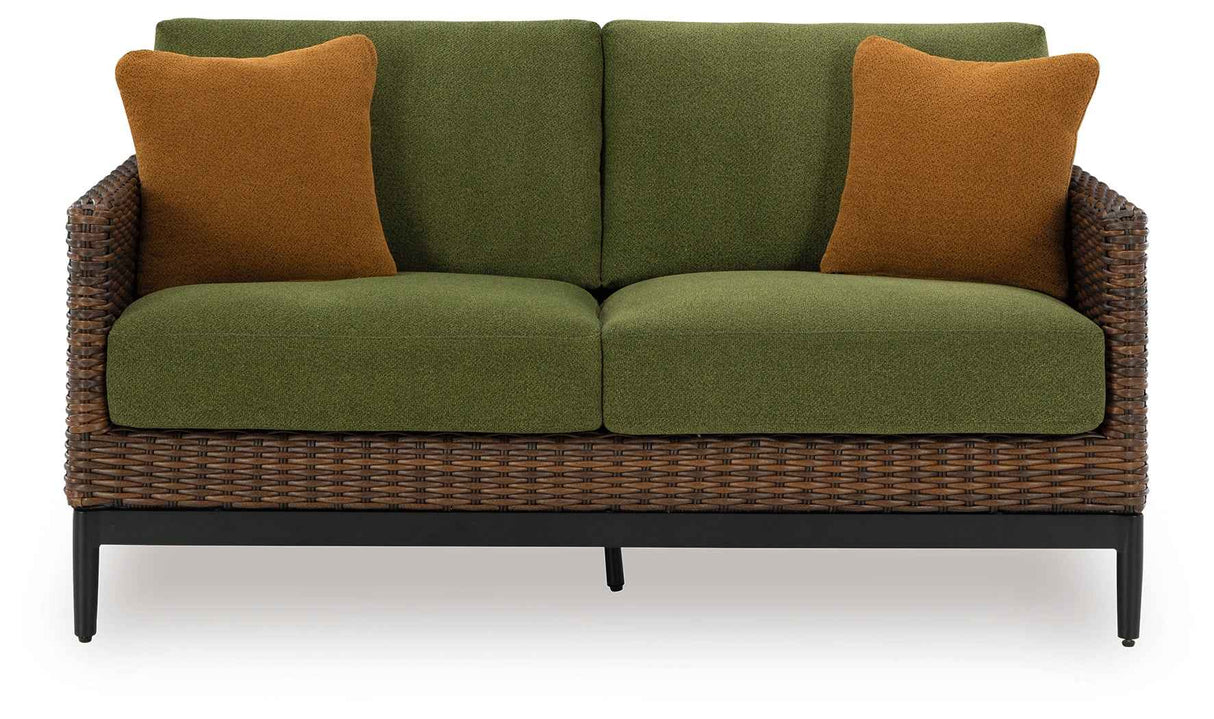 Horizon Hall Brown/Green Outdoor Sofa and Loveseat