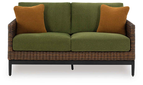 Horizon Hall Brown/Green Outdoor Sofa and Loveseat by Ashley at Eve Furniture