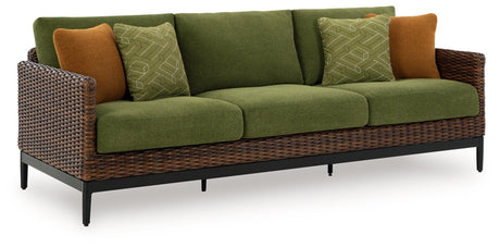 Horizon Hall Brown/Green Outdoor Sofa and Loveseat by Ashley at Eve Furniture