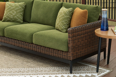 Horizon Hall Brown/Green Outdoor Sofa with Cushion by Ashley at Eve Furniture