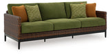 Horizon Hall Brown/Green Outdoor Sofa with Cushion by Ashley at Eve Furniture