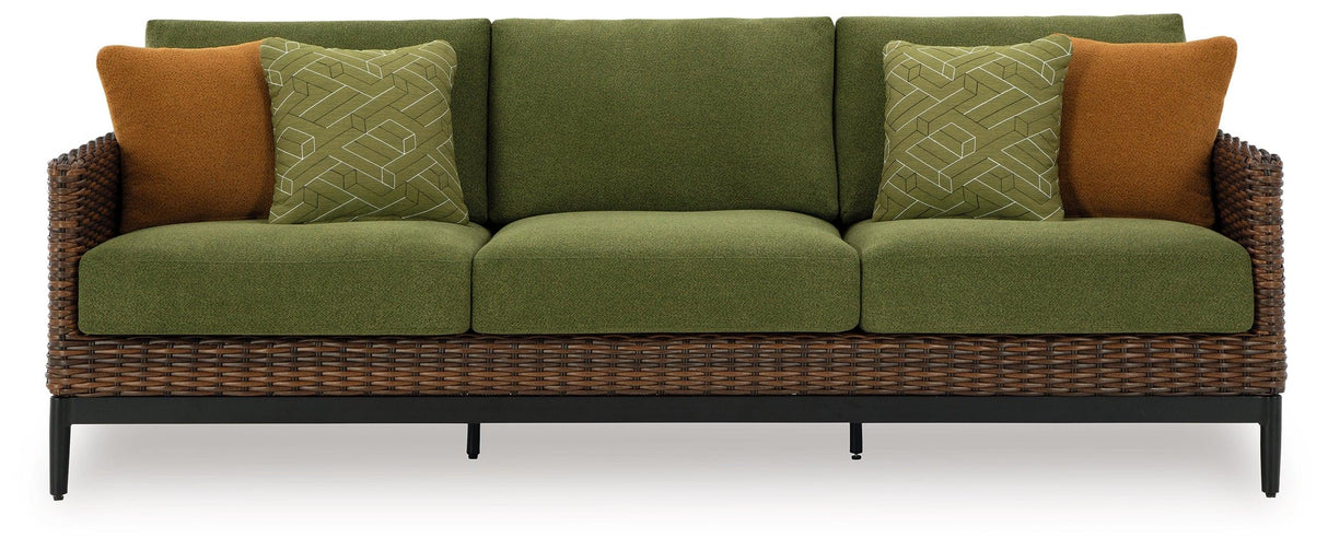 Horizon Hall Brown/Green Outdoor Sofa with Cushion by Ashley at Eve Furniture