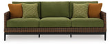 Horizon Hall Brown/Green Outdoor Sofa with Cushion by Ashley at Eve Furniture