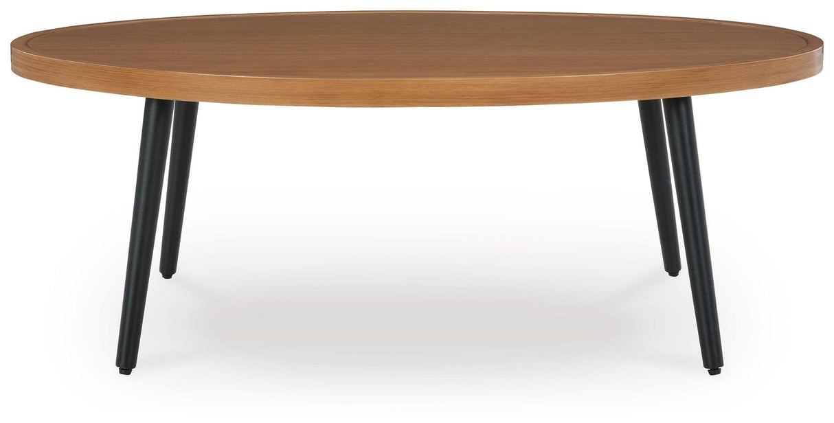 Horizon Hall Two-tone Brown Outdoor Coffee Table by Ashley at Eve Furniture