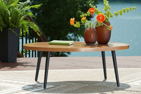 Horizon Hall Two-tone Brown Outdoor Coffee Table by Ashley at Eve Furniture
