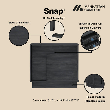 Horizon Nightstand in Charcoal Grey by Manhattan Comfort at Eve Furniture