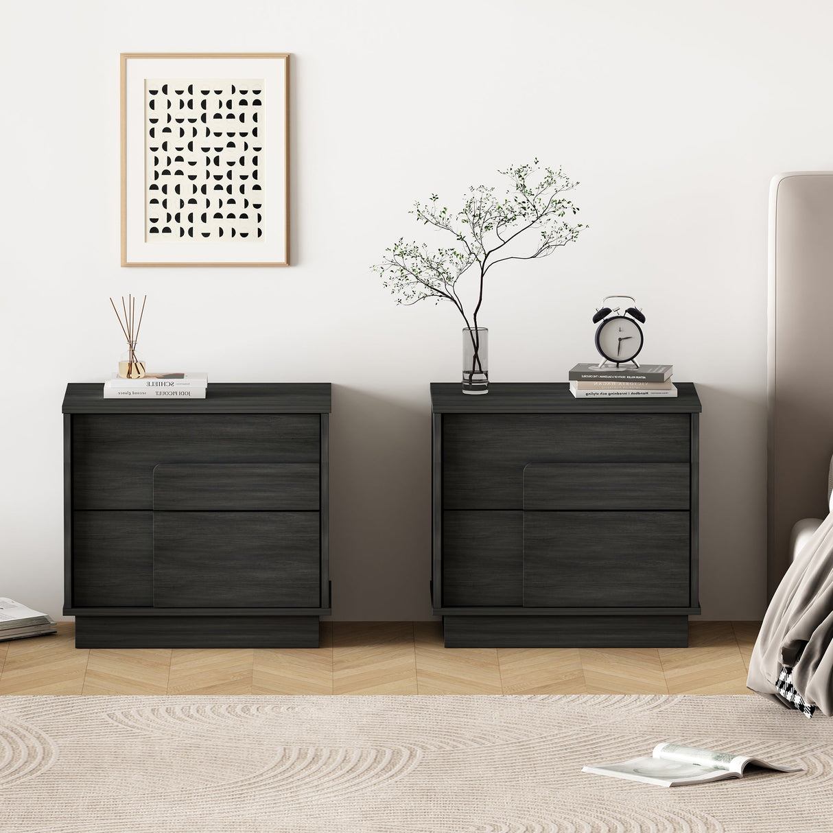 Horizon Nightstand in Charcoal Grey (set of 2) by Manhattan Comfort at Eve Furniture