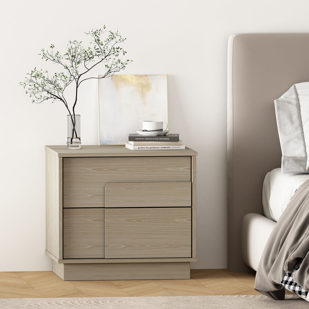 Horizon Nightstand in Whitewashed Oak by Manhattan Comfort at Eve Furniture