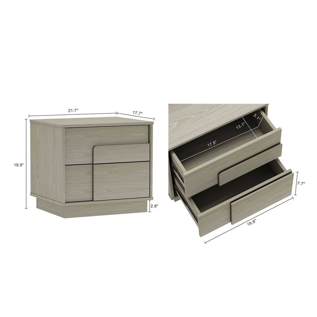 Horizon Nightstand in Whitewashed Oak by Manhattan Comfort at Eve Furniture