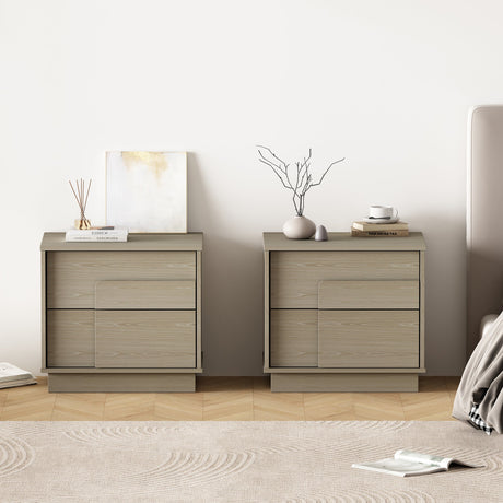 Horizon Nightstand in Whitewashed Oak (set of 2) by Manhattan Comfort at Eve Furniture