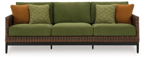 Horizon Hall Brown/Green Outdoor Sofa with Cushion by Ashley at Eve Furniture