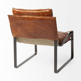 Hornet I 27.0L x 35.0W x 36.0H Brown Leather Unibody Seat w/ Black Metal Frame Accent Chair by Mercana at Eve Furniture
