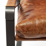 Hornet I 27.0L x 35.0W x 36.0H Brown Leather Unibody Seat w/ Black Metal Frame Accent Chair by Mercana at Eve Furniture