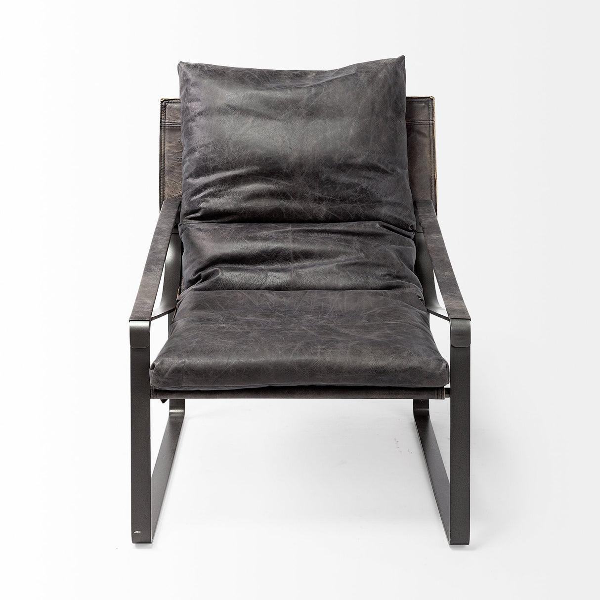 Hornet II Black Leather Body Metal Frame Accent Chair by Mercana at Eve Furniture
