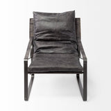 Hornet II Black Leather Body Metal Frame Accent Chair by Mercana at Eve Furniture