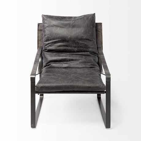 Hornet II Black Leather Body Metal Frame Accent Chair by Mercana at Eve Furniture