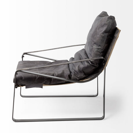 Hornet II Black Leather Body Metal Frame Accent Chair by Mercana at Eve Furniture