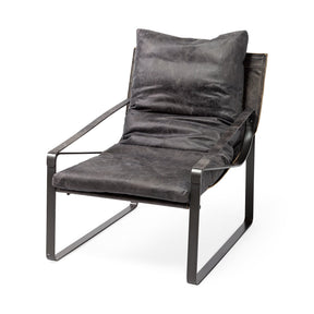 Hornet II Black Leather Body Metal Frame Accent Chair by Mercana at Eve Furniture