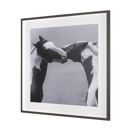 Horse Harmony - Nuzzle by Laura Warren a Hand Embellished Framed Photo Art Print Matted under Glass by Mercana at Eve Furniture
