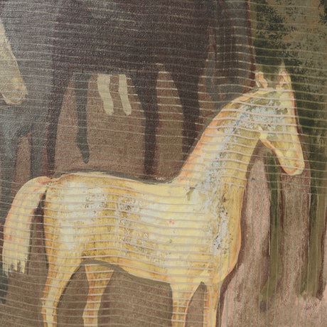 Horse Herd by Mercana Studio Hand-Embellished Textured Framed Artwork Matted under Glass by Mercana at Eve Furniture