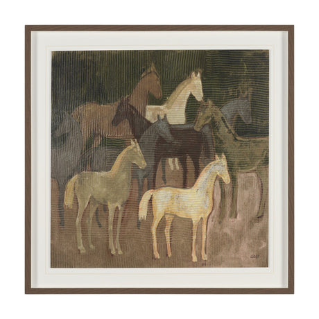 Horse Herd by Mercana Studio Hand-Embellished Textured Framed Artwork Matted under Glass by Mercana at Eve Furniture