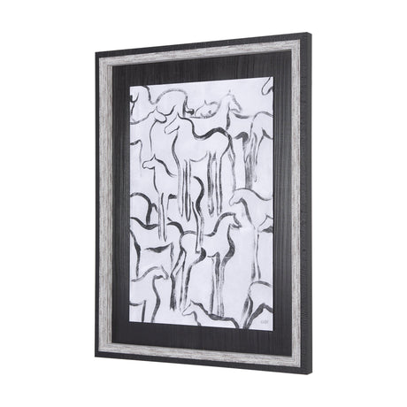 Horse Herd I by Mercana Studio a Hand Embellished Textured Framed Art Print by Mercana at Eve Furniture