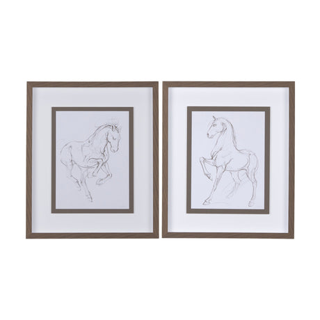 Horse I by Mercana Studio a Hand Embellished Textured Framed Art Print Matted under Glass by Mercana at Eve Furniture