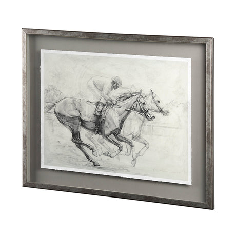 Horse Racing I by Mercana Studio a Hand Embellished Textured Framed Art Print Matted under Glass by Mercana at Eve Furniture