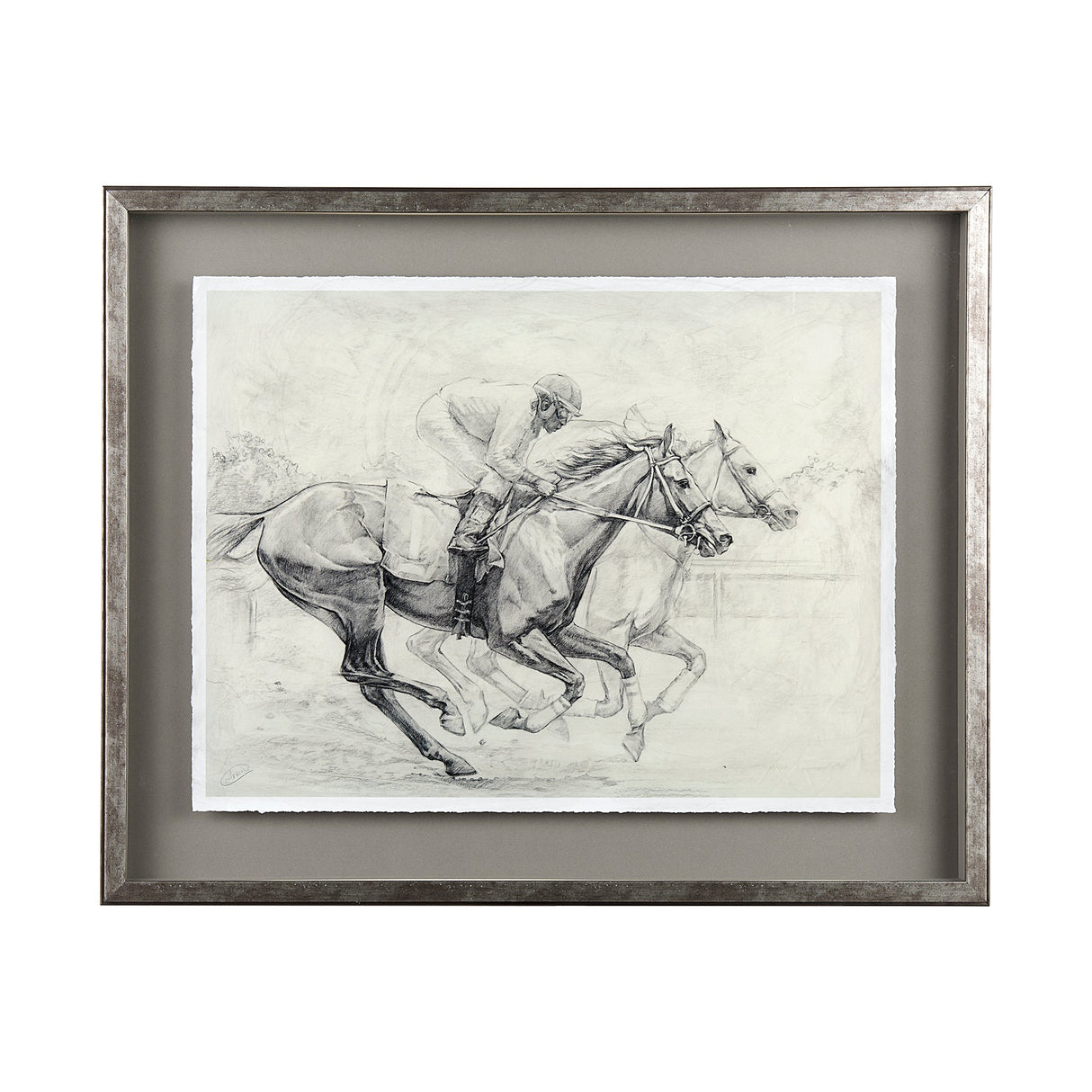 Horse Racing I by Mercana Studio a Hand Embellished Textured Framed Art Print Matted under Glass by Mercana at Eve Furniture