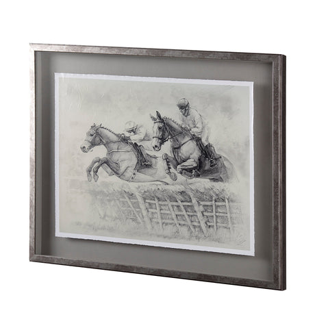 Horse Racing II by Mercana Studio a Hand Embellished Textured Framed Art Print Matted under Glass by Mercana at Eve Furniture
