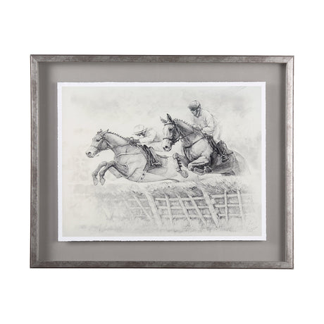 Horse Racing II by Mercana Studio a Hand Embellished Textured Framed Art Print Matted under Glass by Mercana at Eve Furniture