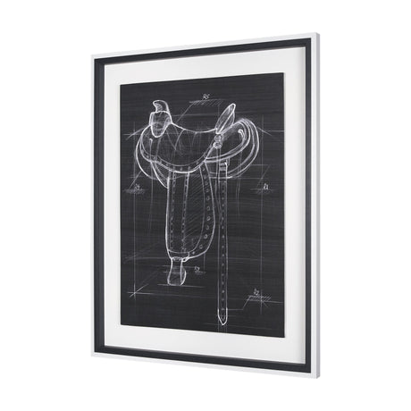 Horse Seat Black I by Mercana Studio a Hand Embellished Textured Framed Art Print by Mercana at Eve Furniture